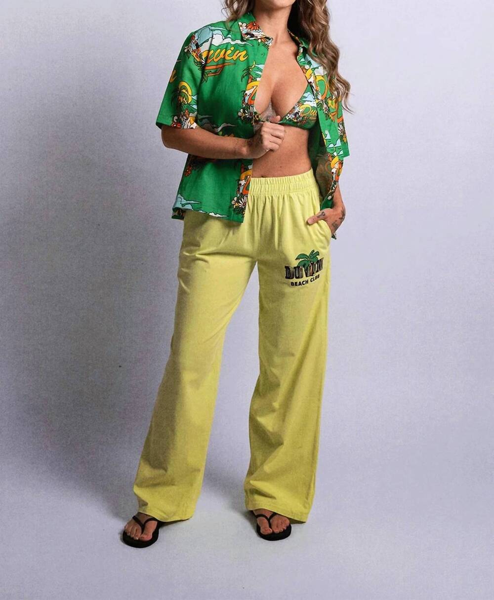 NEW DUVIN DESIGN CO. wind cotton beach pant in lime